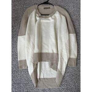 Finn & Clover Anthropologie M Brown Ivory Mixed Knit Pollover Oversized Crewneck